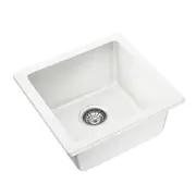 422.77x422.77x203mm White Granite Stone Single Bowl Kitchen Bar Sink Basin Top/Undermount