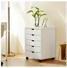5-Drawer Storage Organizer, Black Wood File Cabinet with Wheels