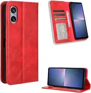 Cover Compatible with Sony Xperia 5 V 5G Case,Compatible with Sony Xperia 5 V 5G Case PU Leather Flip Kickstand Wallet Card Slot Magnetic Closure Red