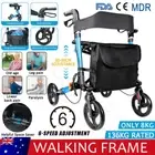 4Wheels Folding Rollator Walker Aluminium Walking Frame Mobility Aid Lightweight