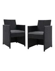[Gardeon] 2PC Outdoor Dining Chairs Patio Furniture Wicker Garden Cushion Hugo