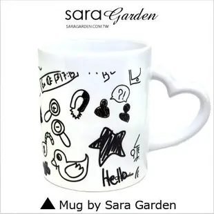 客製化 馬克杯 陶瓷杯 彩繪 愛心 咖啡杯 塗鴉插畫 Sara Garden