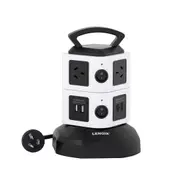 Lenoxx Tower Power Board with 6 Outlets + 2X USB A & 2X USB C