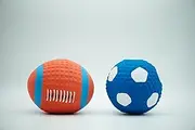 Interactive Squeaky Dog Toy Sports Balls Outdoor Bundle Gift Set - Soccer and Rugby Ball Kids Toys with Sound for Small, Medium & Large Dogs, Puppy Pets, Active Rolling Gifts, Soft Heavy Duty