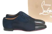 New sz 8 US / 41 Christian Louboutin Blue Greggo Cap Toe Oxford Loafers Men Shoe