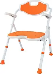 Folding Shower Chair,Non-Slip Shower Bath Chair,6-Level Height-Adjustable Shower Stool,Bath Chair for Elderly,Disabled,Pregnant Women and Adults,Safety Load Capacity 100kg