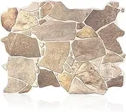 Concord WALLCOVERINGS ™ Retro-Art 3D Wall Panels, Pack of 10, Wild Stone in Brown Beige Grey, PVC, 17.5" x 23.75", Cover 28.86 sq.ft. 563WB