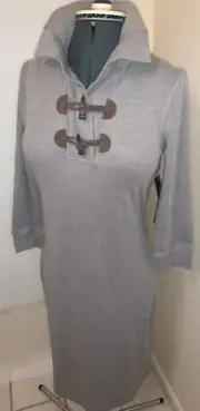 Ralph Lauren Cotton-Blend Toggle Button Knit Dress Walden Taupe Grey Size S NWT