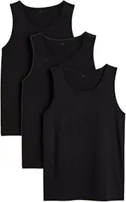 [COSHAL] Men's Black Sleeveless Vest 100% Cotton Mens Tops Summer Vest Tank Top for Gym Workout Men Tshirt Everyday Athletic Wear Running Undershirt Multipack 3