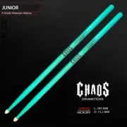 Chaos Junior Kids Drum Sticks - Green - Hickory