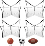 Basketball Holder, Acrylic Ball Stand Holder, WADY 4 Pieces Basketball Stand Holder Football Stand Ball Display Stand Basketball Football Soccer Stand for Volleyball Bowling Ball Display (Transparent)