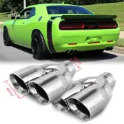 2X Dual Exhaust Tip 2.5" Inlet 3.5" Outlet Weld-On SS For Dodge Challenger SRT