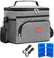 Breast Milk Cooler Bag With Ice Pack - Large Capacity Insulated Baby Bottle Bag for Food Storage, Daycare, 6 Bottles