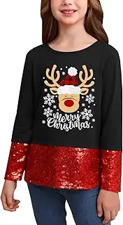 [BesserBay] Christmas Girls Sequin Long Sleeve Top 4-12 Years