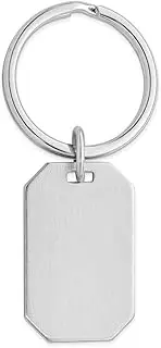 [Generic] Solid Engravable Rhodium Plated Satin Rectangle Key Ring Jewelry Gifts for Men