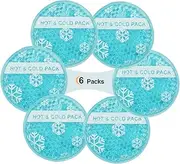 Small Round Hot and Cold Pack Gel Beads Filling & Cloth Backing - Ideal for Wisdom Teeth, Breastfeeding, Tired Eyes, Kids Injuries, Headaches, Sinus Relief. Use As Hot Or Cold Packs (Pack of 6)