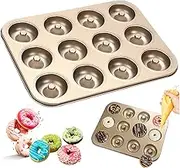 Donut Pan for Baking 12 Cavity Doughnut Pan Nonstick Carbon Steel Donut Baking Easy Clean Mold Trays for Muffin, Cake, Dessert & Mini Bagel, Doughnut, for