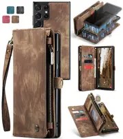 CaseMe 2-in-1 Samsung Galaxy S23 Ultra 5G Detachable Case Wallet Cover [Brown]
