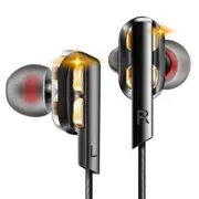 AK4 Metal Stereo Dual Dynamic Drivers Wired Earphone Super Bass In-ear Earbuds With Mic for Mobile Phone MP3 MP4
