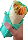 Aqua Reusable Silicone Lunch Flatbread Wrap Holder Container Alternative to Bee