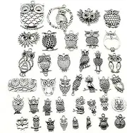 [AZIDWERYQ] 2 Pack 100g Jewelry Making Supplies, Silver Owl Charm for Jewelry Making, DIY Metal Trinkets for Earrings Necklaces Bracelets