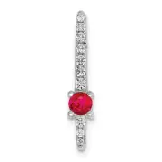 14k White Gold Diamond and .18 Ruby Fancy Chain Slide Pendant