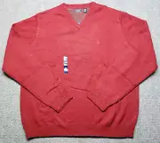 Izod Premium Essential Sweater Mens 2XL Red V-Neck Knit Long Sleeve Pullover New