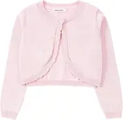 [Madison Saturday] Sparkle Cardigan for Girls,Long Sleeve Bolero Shrug W/ 2 Style Button, Open Front Cropped Knit Sweater 5-14Y