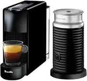 Nespresso Essenza Mini Coffee Machine by Breville Bundle with Aeroccino3 Milk Frother (Black), BEC250BLK