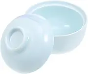 Zerodeko Ceramic Soup Bowl Lid 4.3 Inches Blue Miso Soup Bowl Unique Egg Shape Bowl Kitchen Gadget Tableware