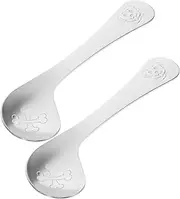 HOLIDYOYO Supplies Stainless Steel Spoon 2pcs Set Comfortable Grip for Tableware Boys and Girls Spoon Training