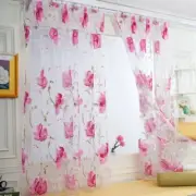 Floral Tulle Sheer Curtains For Door Short Kitchen Window Curtains Drapes decor