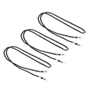 3pcs Eyeglass Strap Adjustable Eye Glasses Chain Woven Eyewear Retainer Black