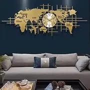 World Map Wall Art, World Clocks Timezone Wall, Decorative Wall Clock for Bedroom, Living Room, Home Office Background Wall Decor, Wall Clock Battery Operated Clock,150 * 58cm