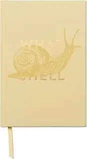 DesignWorks Ink Soft Touch Hardcover Funny Journal Notebook with Lined Pages and Ribbon Marker for Work, Writing, Journaling - Vintage Sass What the Shell Yellow Snail Journal (JB86-2031) 5.75" X 8.5"