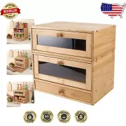 Compact Natural Bamboo Bread Box with Stackable Design for Modern Kitchens