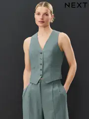 Grey Button Through V-Neck Waistcoat (AF6137) | $64