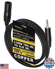 VANDESAIL 3.5mm to XLR Cables 6 ft Male to Male XLR to 3.5mm 1/8 inch Microph