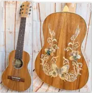 Alulu Baritone Guitarlele solid Acacia Koa, butterfly inlaid HU1431