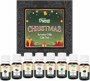 Organic Zing Christmas/X-MAS/New Year Aroma & Diffuser Oil Set for a Festive Atmosphere, Set of 8 (10 ml each) - Pine, Cinnamon, Sweet Orange, Lavender, Myrrh, Peppermint, Frankincense, Clove