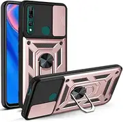Compatible with Huawei Y8s Case,Compatible with Huawei Y9 (2019) / Enjoy 9 Plus Magnetic Bracket [PC+TPU] 2 in 1 Slide Lens Pink