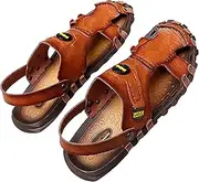[CLSQLXYJZC] Mens Non-slip Closed Toe Sandals, Summer Outdoor Resilient Double-layer Latex Open Toe Sandals, Lightweight and Durable Beef Tendon Outsole Beach Sandals
