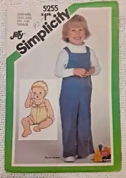 Vintage OOP Simplicity Pattern 5255 Toddler Jiffy Overalls Sewing Project (C)