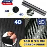 150x90cm Gloss Black 4D 6D Carbon Fiber Vinyl Car Phone Laptop Wrap Sticker Film