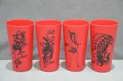 4x Sailor Jerry Rum Limited Edition Red Plastic Drinking Cups BBQ Beakers New