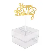 Cake Money Box Set, Money Pulling Cake Making Mold,Cake ATM Money Box with Gold Glitter Happy Birth As Shown