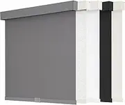 AOSKY Blackout Roller Shades Cordless Blinds for Windows, Free-Stop Shades with Valance, Thermal Insulated Fabric, UV Protection, Natural Woven Blinds for Home and Office (33" W x 72" H, Grey)