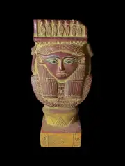 Hathor Goddess Altar Statue Handmade in Egypt with Lotus Flower and Eye of horus
