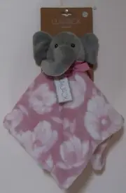 Lila & Jack Super Soft Plush Pink White Floral Elephant Security Baby Blanket