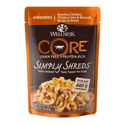 Wellness Core Simply Shreds Chicken Liver & Broccoli Dog Pouch 79g x12